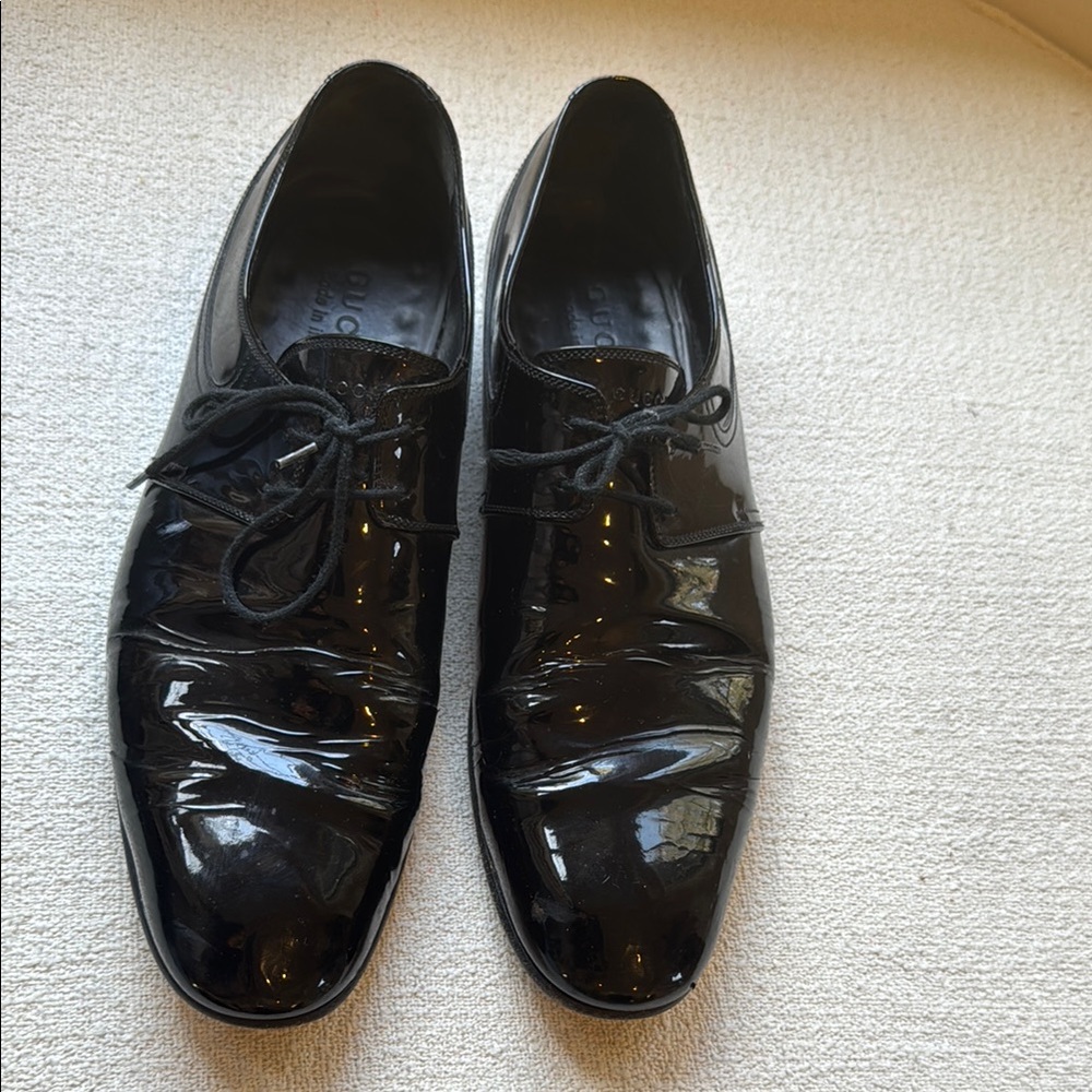 Gucci Black Patent Leather Oxford Shoes
